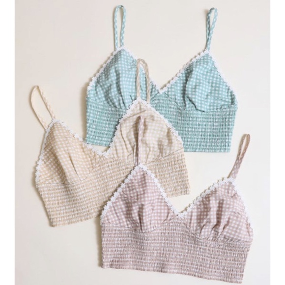 Other - SOLD OUT Daisy Trim Gingham Smocked Casal Summer Bralette